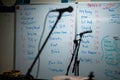 Song list for a band with two shure sm58 microphones Royalty Free Stock Photo