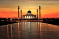 Songkhla Mosque at sunset Thailand Royalty Free Stock Photo