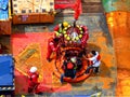 Songkhla province, Thailand ,September 13, 2020 :Workers are lifted by the crane to the offshore platform