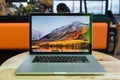 Apple Macbook pro computer on wooden table