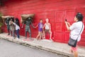 SONGKLA, Thailand - OCT 24: People shooting with sculpture at Royalty Free Stock Photo