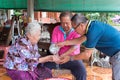 Songkran Festival bathe with respect to parents Royalty Free Stock Photo