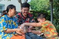 Songkran Festival bathe with respect to parents Royalty Free Stock Photo