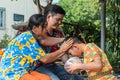 Songkran Festival bathe with respect to parents Royalty Free Stock Photo