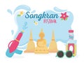 Songkran festival buddha water gun bottle sunglasses celebration
