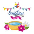 Songkran festival thailand greeting card decoration