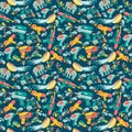 Songkran festival in Thailand. Colorful seamless Pattern with gun,elephant, water, and tuk-tuk.