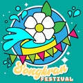 Songkran festival thailand sticker illustration design