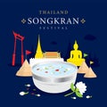 Songkran Festival Water Splash of Thailand, Thai Traditional Design Background Vector Royalty Free Stock Photo