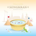 Songkran Festival Water Splash of Thailand, Thai Traditional Design Background Vector Royalty Free Stock Photo