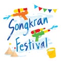 Songkran Festival Water Splash of Thailand, Thai Traditional Design Background Vector Royalty Free Stock Photo