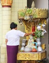 Water pouring to Buddha statue in Songkran festival