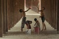 SONGKRAN,SALAY,MYANMAR- Murch 10,2016 Groups children were splashing water.