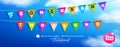 Songkran water festival thailand, colorful triangular flags, collections banner design on cloud and sky blue background Royalty Free Stock Photo