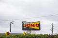 Sonic fast food restaurant street sign Royalty Free Stock Photo