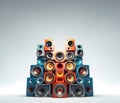 Sonic Heights: Towering Speaker Stack for Epic Music Experience Royalty Free Stock Photo