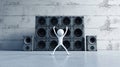 Sonic Immersion: White Stick Figure Confronts Monumental Loudspeakers
