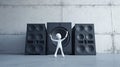 Sonic Immersion: White Stick Figure Confronts Monumental Loudspeakers