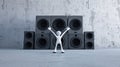 Sonic Immersion: White Stick Figure Confronts Monumental Loudspeakers