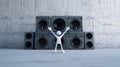 Sonic Immersion: White Stick Figure Confronts Monumental Loudspeakers