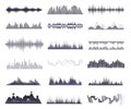 Sonic lines. Voice recordings soundwave or music spectrum waves, sound levels audio podcast and radio frequency