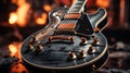 Sonic Reverie: An Intimate Close-Up of a Modern Black Guitar