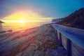 Wooden pathway on the rocky beach Royalty Free Stock Photo