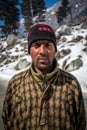 Portrait of local kashmiri man horseman in sonmarg, Kashmir