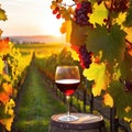 Sonnenuntergang im ein Glas Rotwein mit Royalty Free Stock Photo