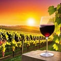 Sonnenuntergang im ein Glas Rotwein mit Royalty Free Stock Photo