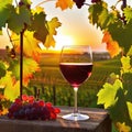 Sonnenuntergang im ein Glas Rotwein mit Royalty Free Stock Photo