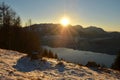 Sunset in winter on the GrÃÂ¼nberg, Austria, Europe