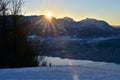 Sunset in winter on the GrÃÂ¼nberg, Austria, Europe