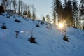 Sunset in winter on the GrÃÂ¼nberg, Austria, Europe