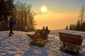 Sunset in winter on the GrÃÂ¼nberg, Austria, Europe