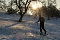 Sunset in winter on the GrÃÂ¼nberg, Austria, Europe