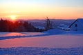 Winter sunset in the Bohemian Forest Austria