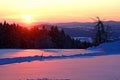 Winter sunset in the Bohemian Forest Austria