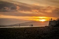 Sunset in Oban with ferryboat