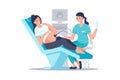 Sonographer scanning and examining pregnant woman in hospital medical office. Examination during pregnancy. Concept of medicine Royalty Free Stock Photo