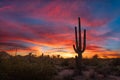 Sonoran Desert sunset with Saguaro Cactus in Arizona Royalty Free Stock Photo