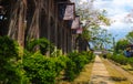 Sonsonate Railway Museum. Green area surrounds the train tracks Royalty Free Stock Photo