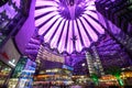 Sony Center Berlin overview lit by violet light