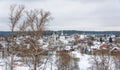 View of town Vereya and Church of Epiphany in winter, Naro-Fominsky District, Moscow Oblast, Russia Royalty Free Stock Photo