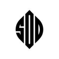 SOO circle letter logo design with circle and ellipse shape. SOO ellipse letters with typographic style. The three initials form a Royalty Free Stock Photo