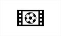 Soocer Football inside Filmstrip icon logo design vector illustration