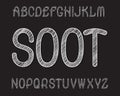 Soot typeface. Black white font. Isolated english alphabet