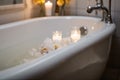 sootherly bubble bath with floral scents and candles for a calm, relaxing bath experience