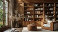 The soothing atmosphere of a home library is enhanced by the use of Soundproof Sanctuaries Panels. The elegant paneling