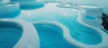 Soothing baby blue thermal springs on white terraces in pamukkale, turkey, ideal for relaxation